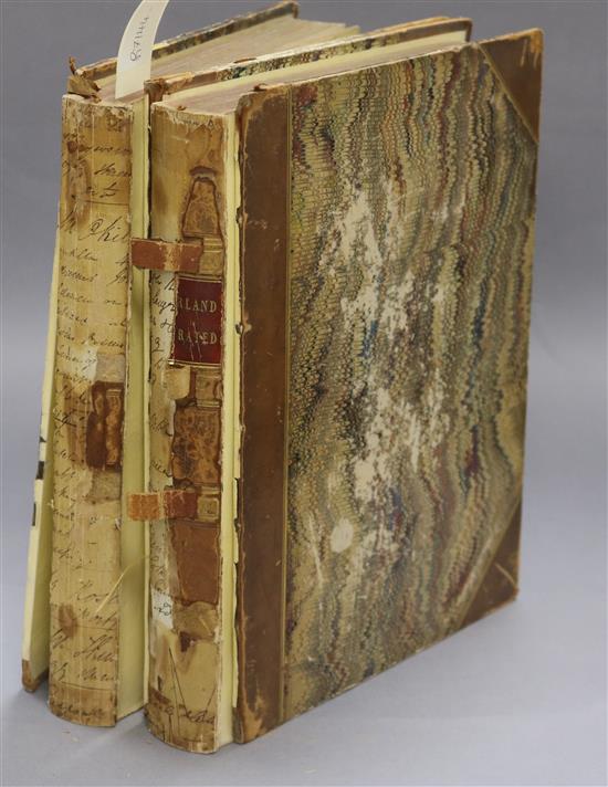 Beattie, William - Switzerland, 2 vols, illustrated by W.H. Bartlett, quarto, covers detached, spines ragged,